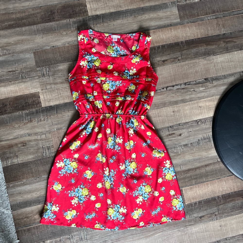 Red floral sun dress